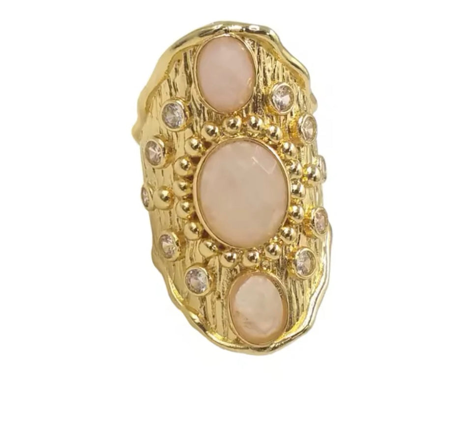 Dubai Collection - Rose Quartz Statement Ring