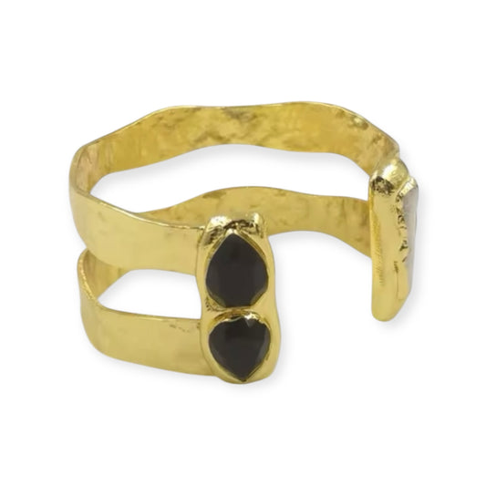 Dubai Collection - Natural Gemstone and Pearl Cuff Bangle
