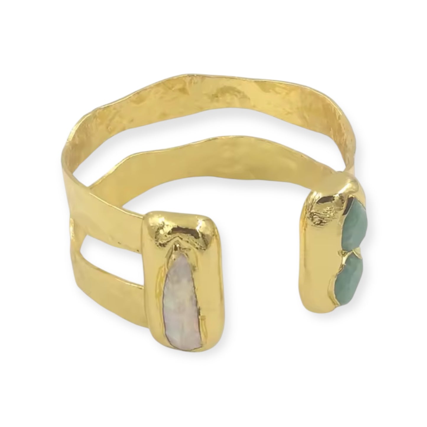 Dubai Collection - Natural Gemstone and Pearl Cuff Bangle