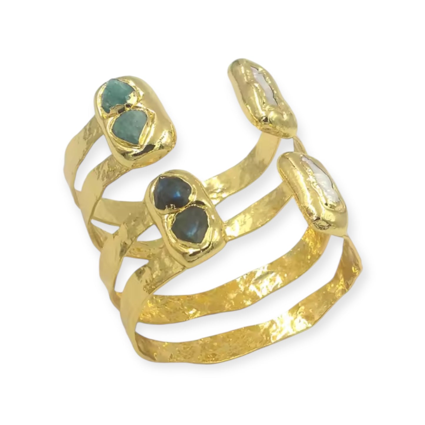 Dubai Collection - Natural Gemstone and Pearl Cuff Bangle