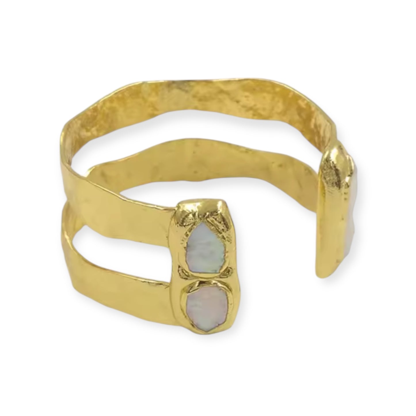 Dubai Collection - Natural Gemstone and Pearl Cuff Bangle