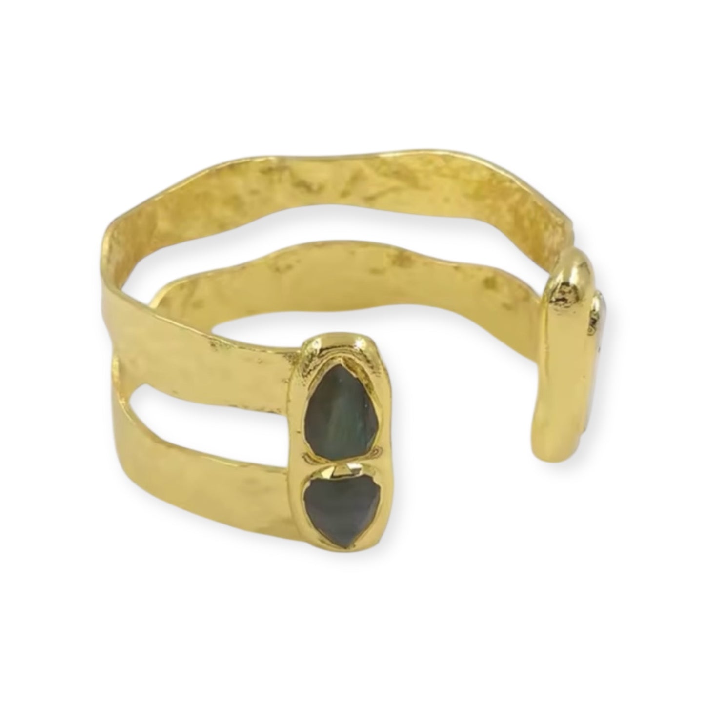 Dubai Collection - Natural Gemstone and Pearl Cuff Bangle
