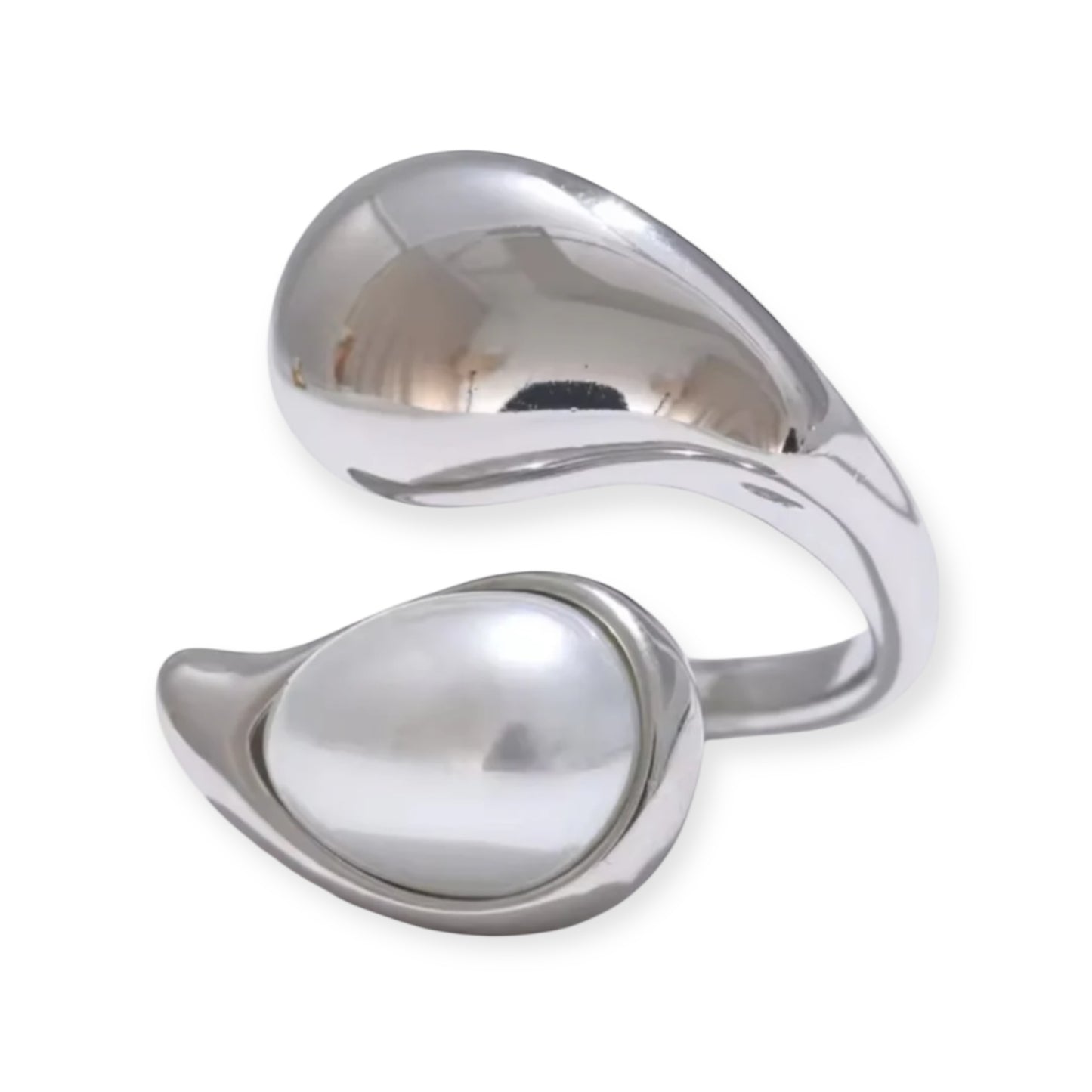 Mariah Statement Pearl Silver Ring