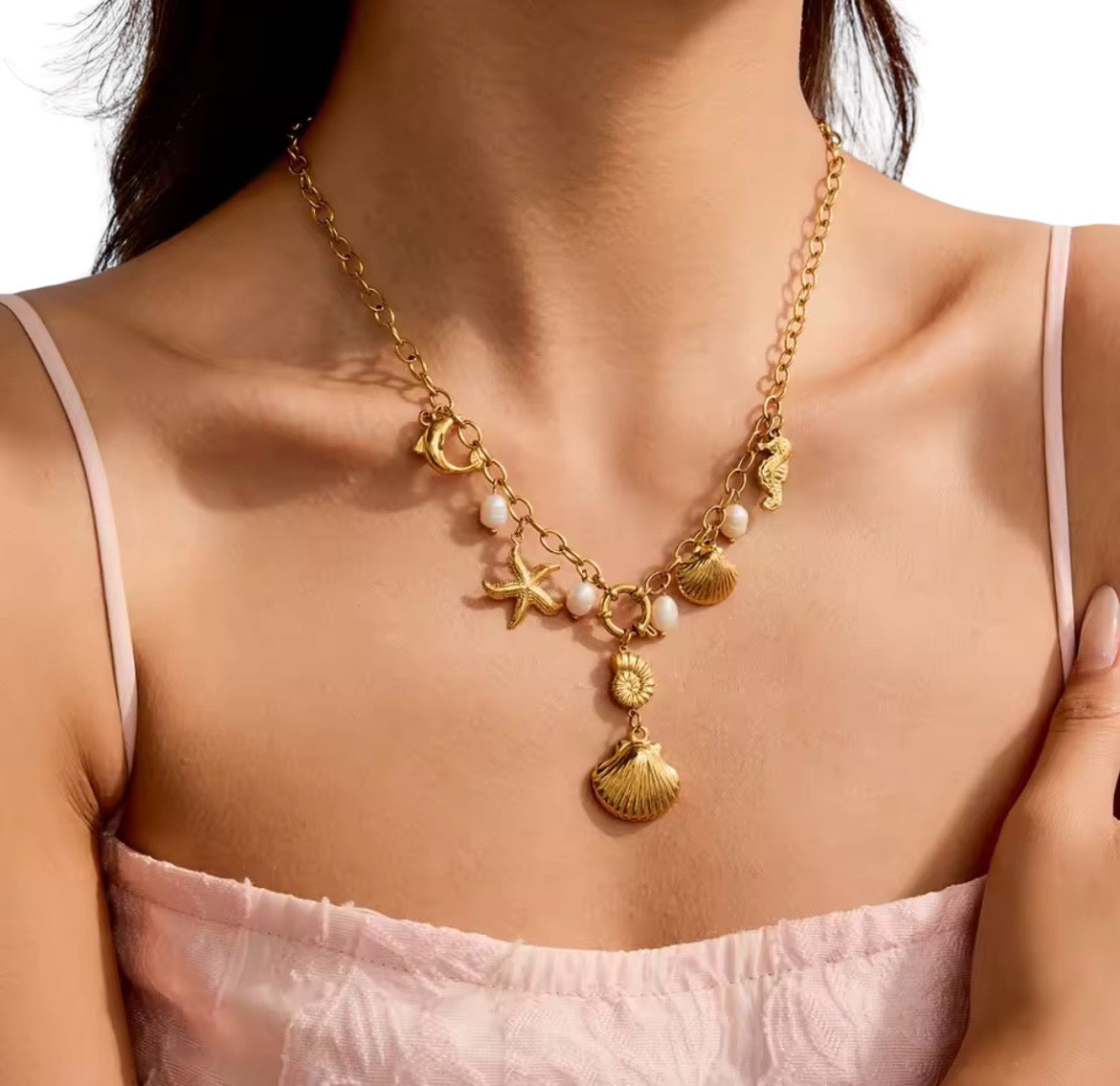 Esperence 18k Gold Plated Charm Necklace
