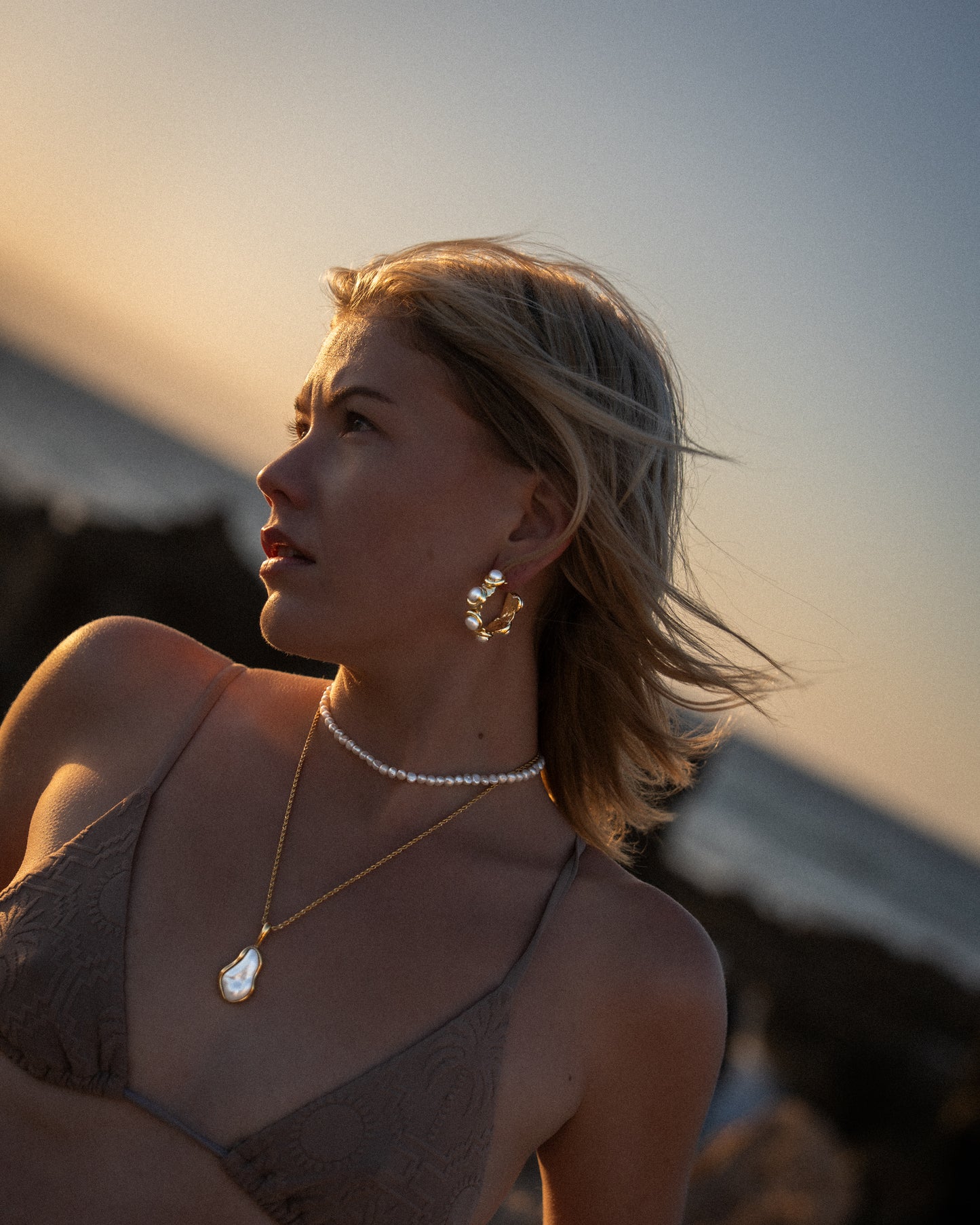 Organic Mother of Pearl Drop Necklace
