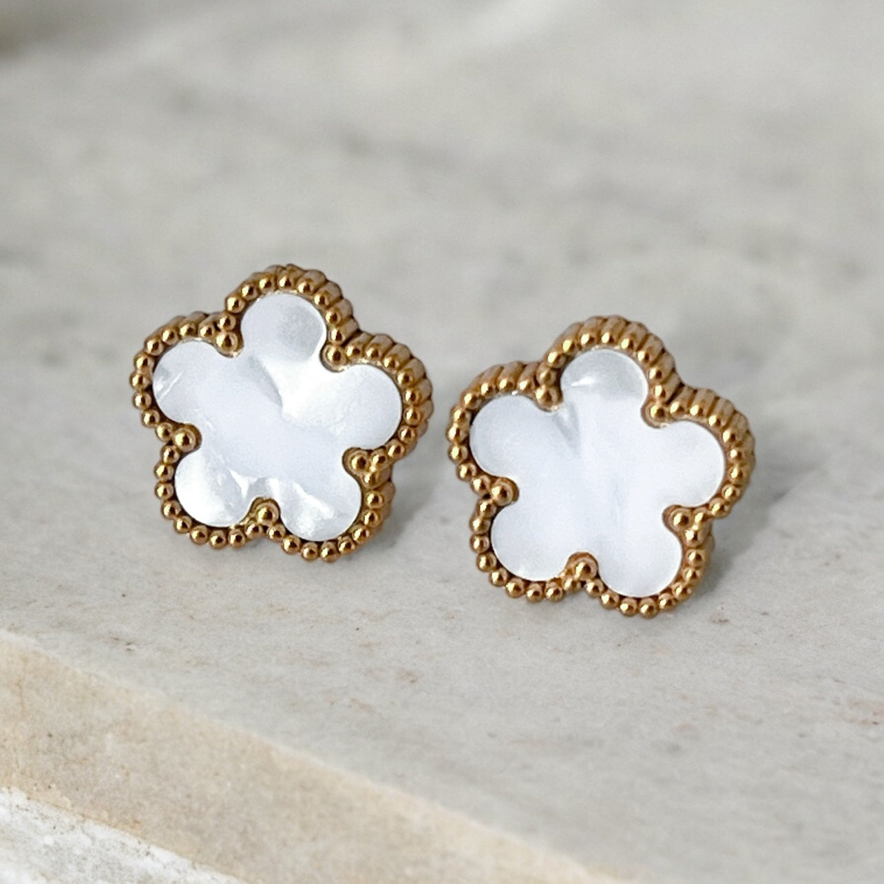 Little Blossoms Studs - Pearl White