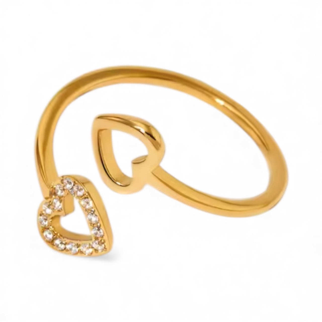 House of Hearts Stainless Steel 18k Gold Plated Adjustable Ring