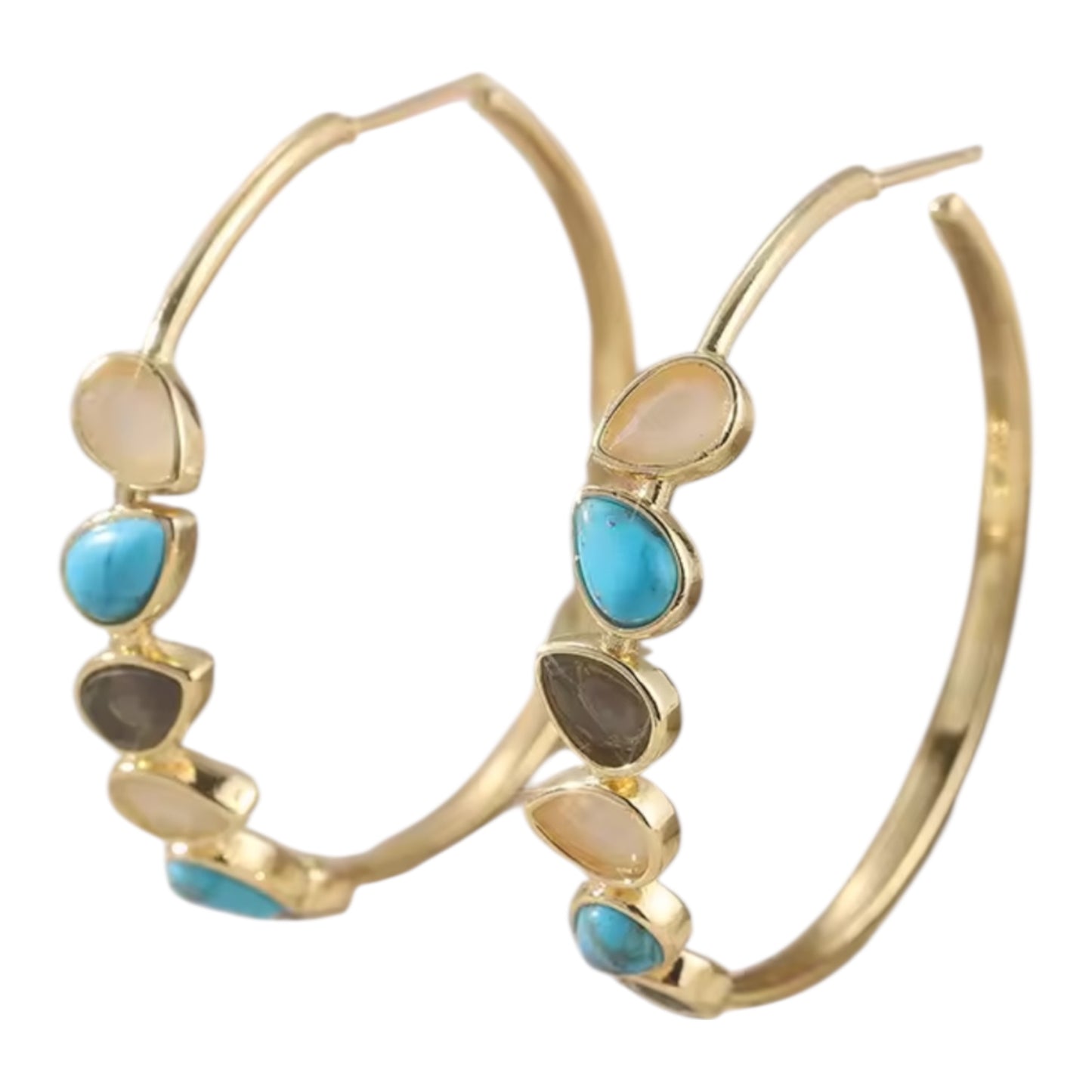 Bohemian Gemstone Hoop Earrings