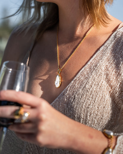 Organic Mother of Pearl Drop Necklace