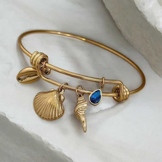 Boho Beach 18k Gold Plated Charm Bangle