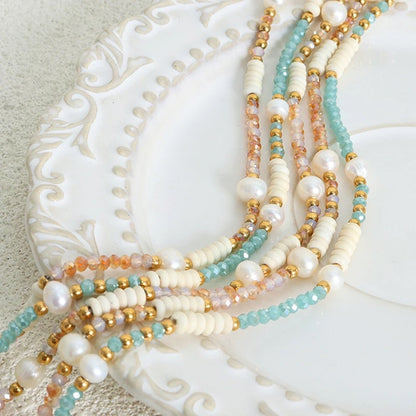 Boho Beach Natural Freshwater Pearl Beaded Necklace