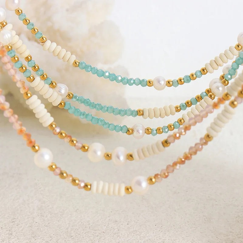 Boho Beach Natural Freshwater Pearl Beaded Necklace