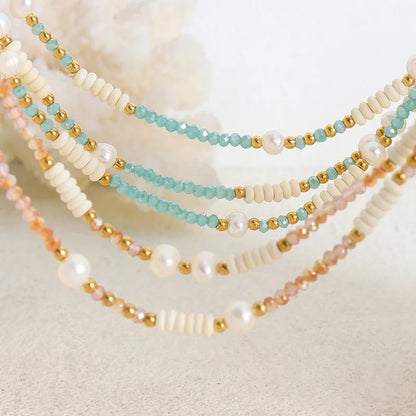 Boho Beach Natural Freshwater Pearl Beaded Necklace