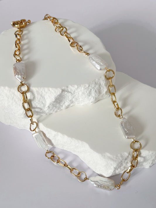 Renae Gold Pearl Necklace