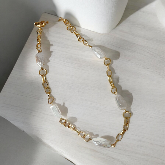 Renae Gold Pearl Necklace