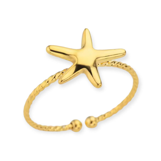 Stainless Steel 18k Gold Plated Adjustable Ring