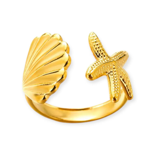 Stainless Steel 18k Gold Plated Adjustable Ring