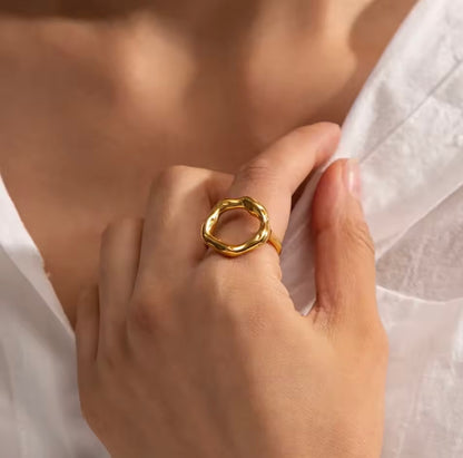 Stainless Steel 18k Gold Plated Adjustable Ring