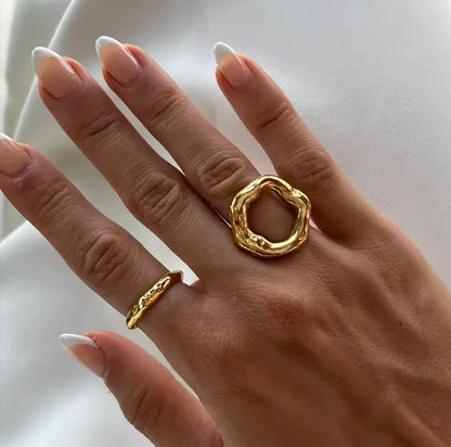 Stainless Steel 18k Gold Plated Adjustable Ring
