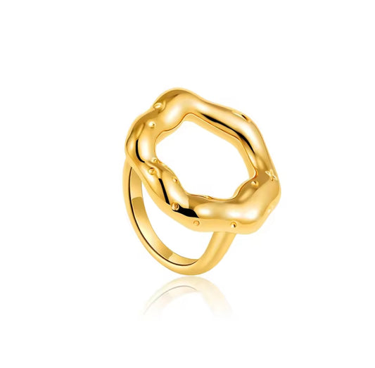 Stainless Steel 18k Gold Plated Adjustable Ring