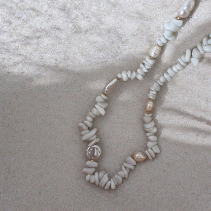 Boho Beach White Beaded Necklace