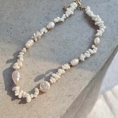 Boho Beach White Beaded Necklace