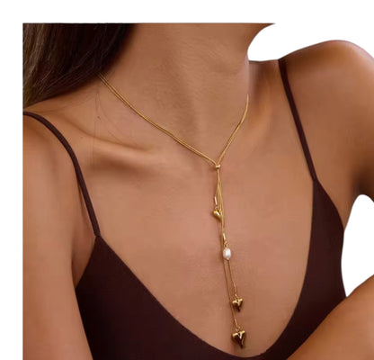 House of Hearts Stainless Steel 18K Gold Plated Necklace