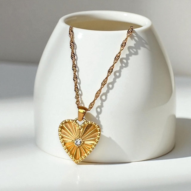 House of Hearts Stainless Steel 18K Gold Plated Necklace