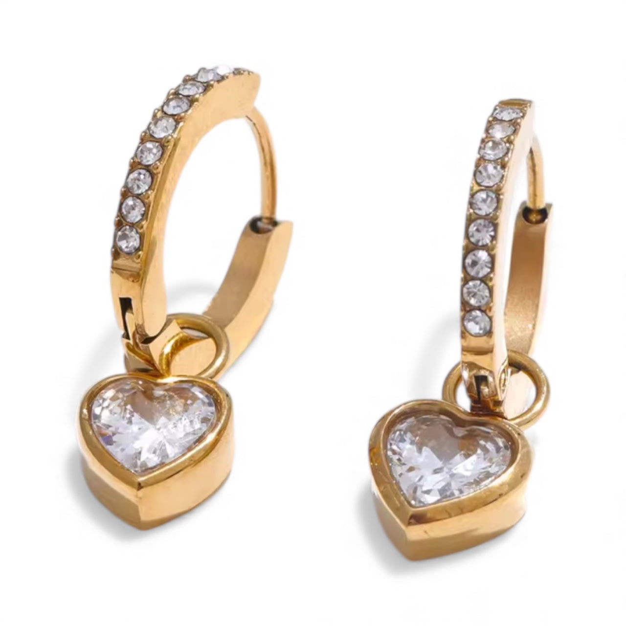 House of Hearts Crystal Heart Huggies