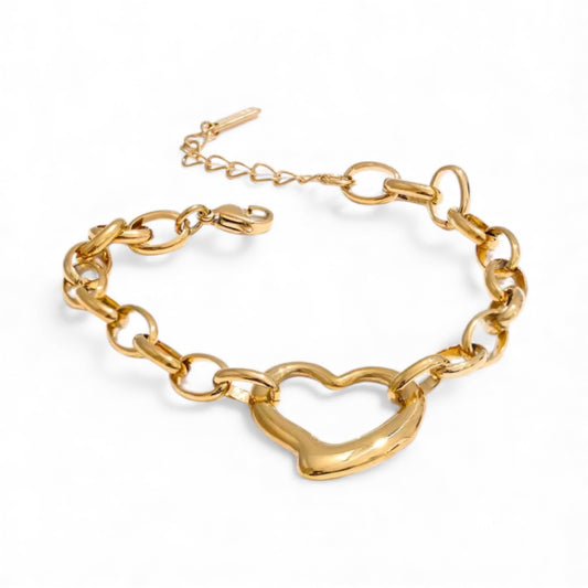 House of Hearts Stainless Steel 18k Gold Plated Bracelet
