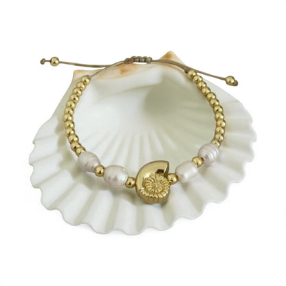 House of Hearts Stainless Steel 18k Gold Plated Freshwater Pearl Bracelet