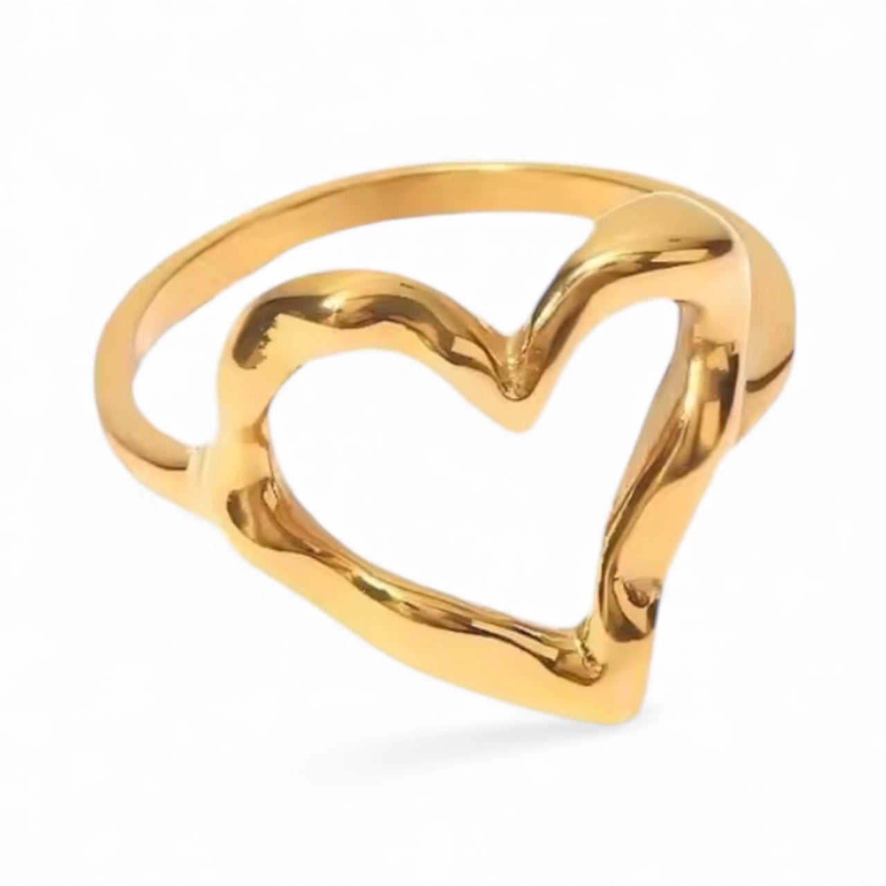 House of Hearts Stainless Steel 18k Gold Plated Adjustable Ring