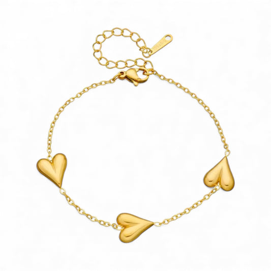 House of Hearts Stainless Steel 18k Gold Plated Bracelet
