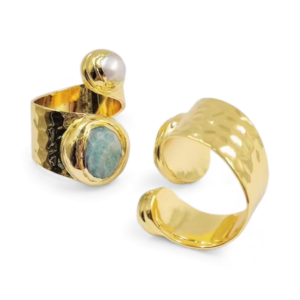 Amazonite Pearl Wrap Ring