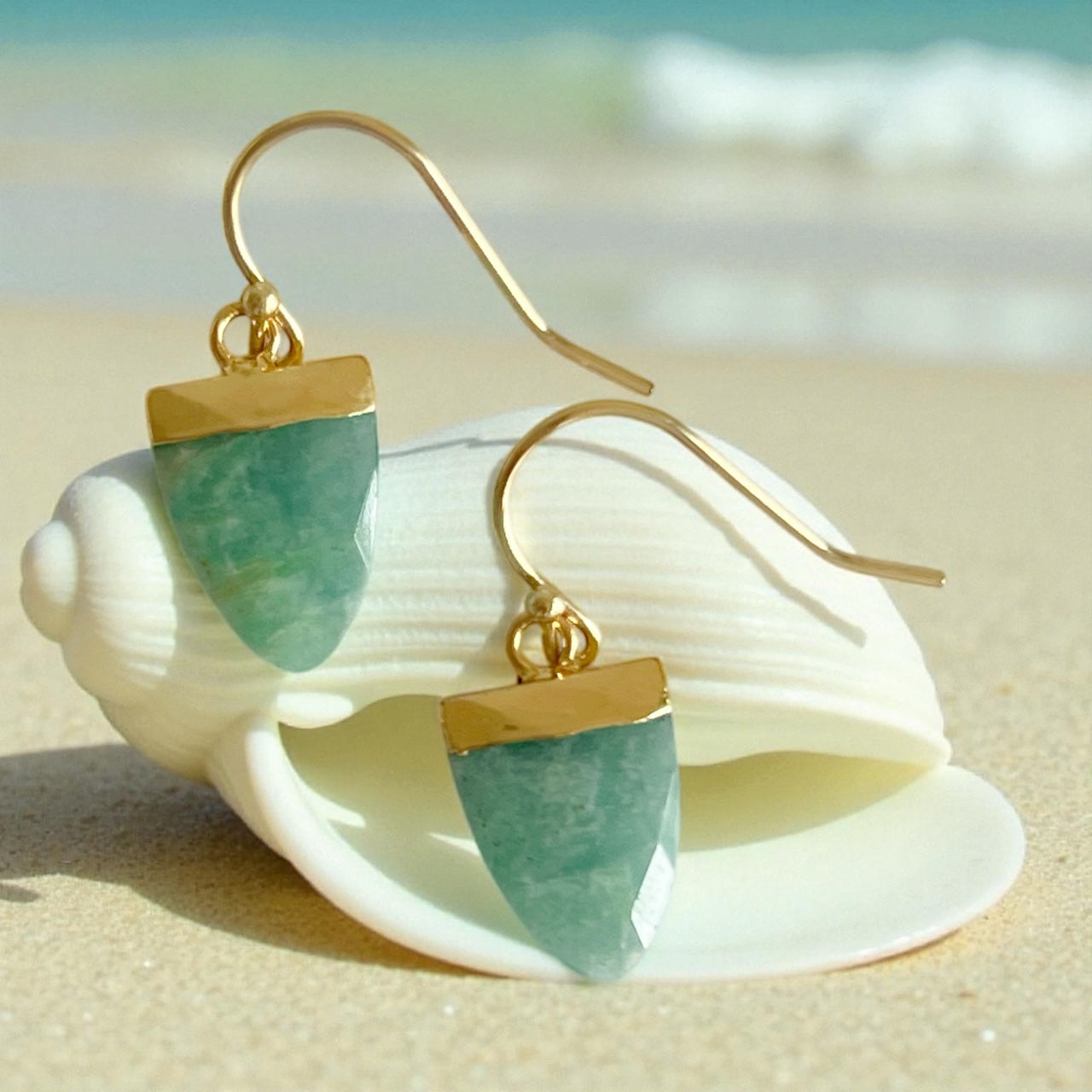 Amazonite Gemstone Hook Earrings