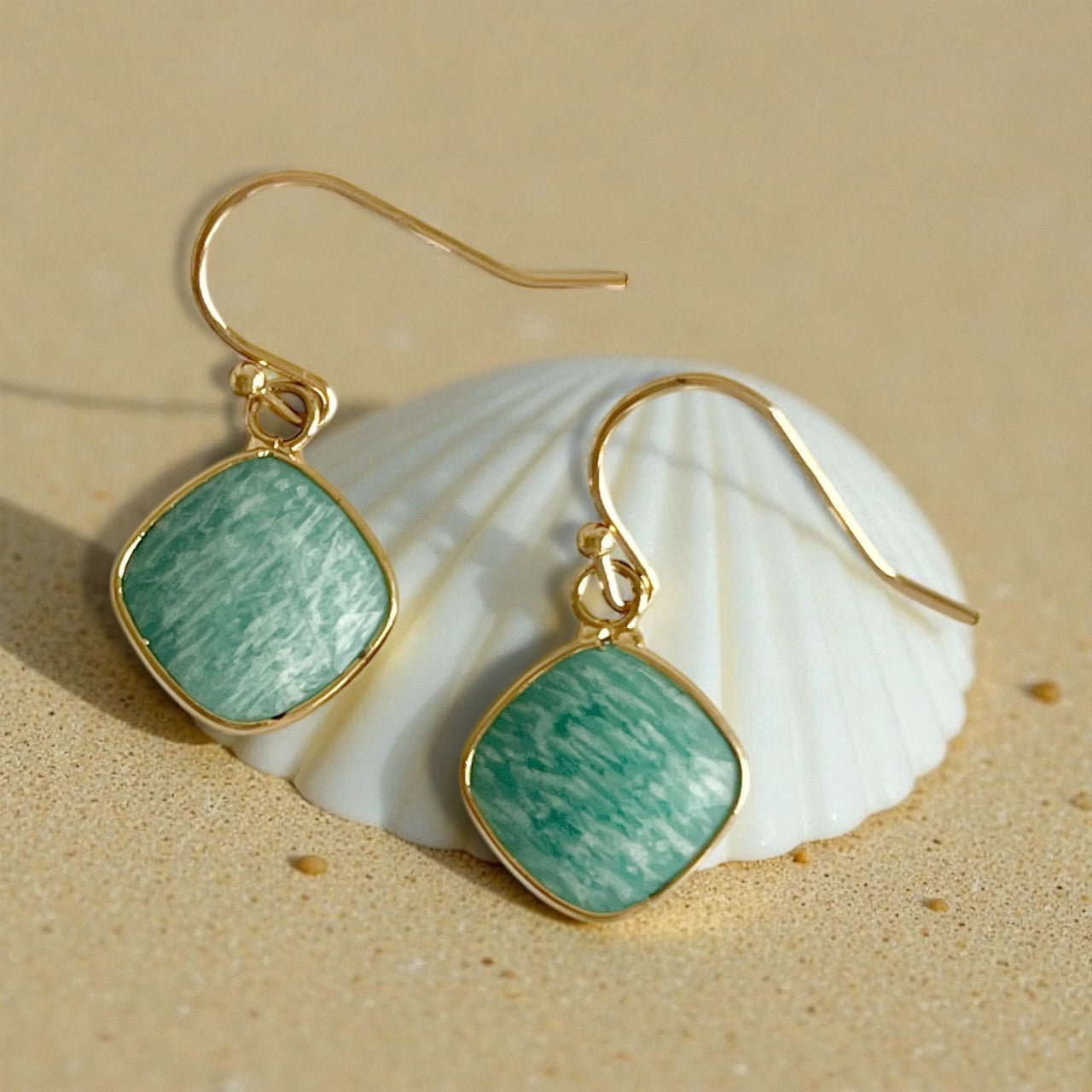 Amazonite Gemstone Hook Earrings