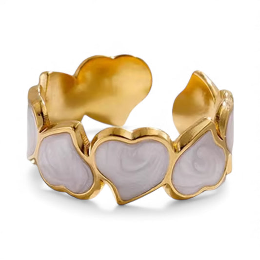 House of Hearts Mother of Pearl Adjustable Ring
