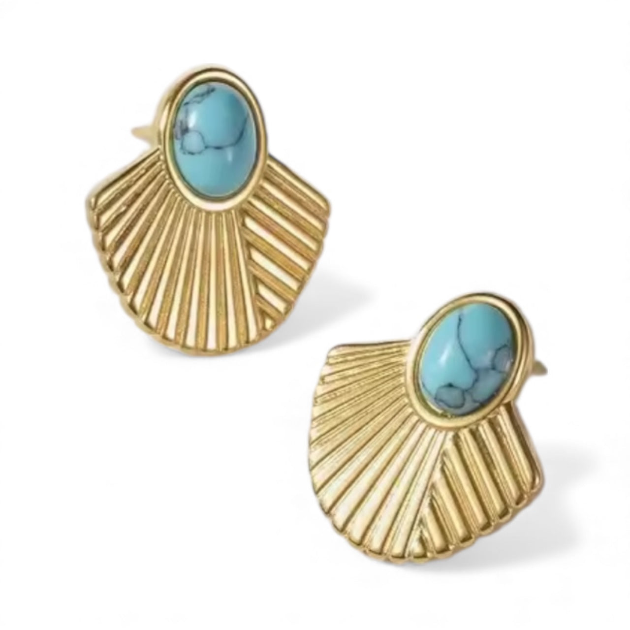 Turquoise Fan Stud earrings