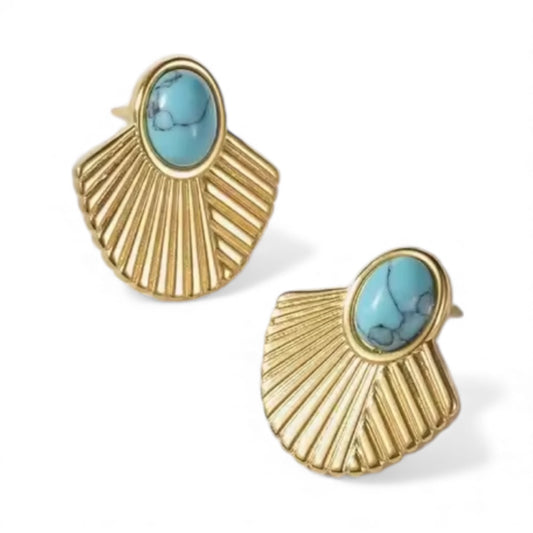 Turquoise Fan Stud earrings