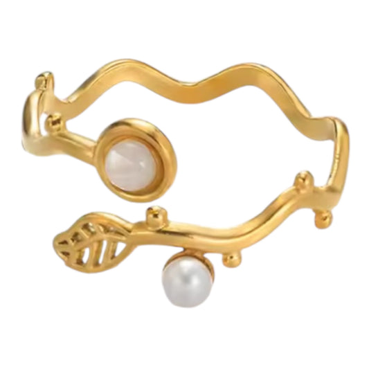 Stainless Steel 18k Gold Plated Adjustable Ring