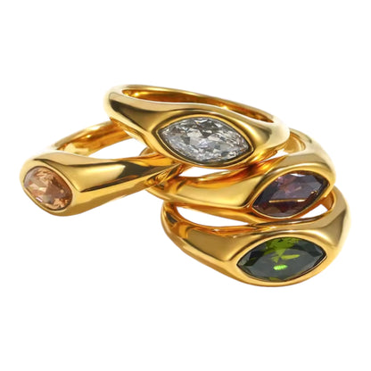 Crystal Muse Stainless Steel 18k Gold Plated Ring