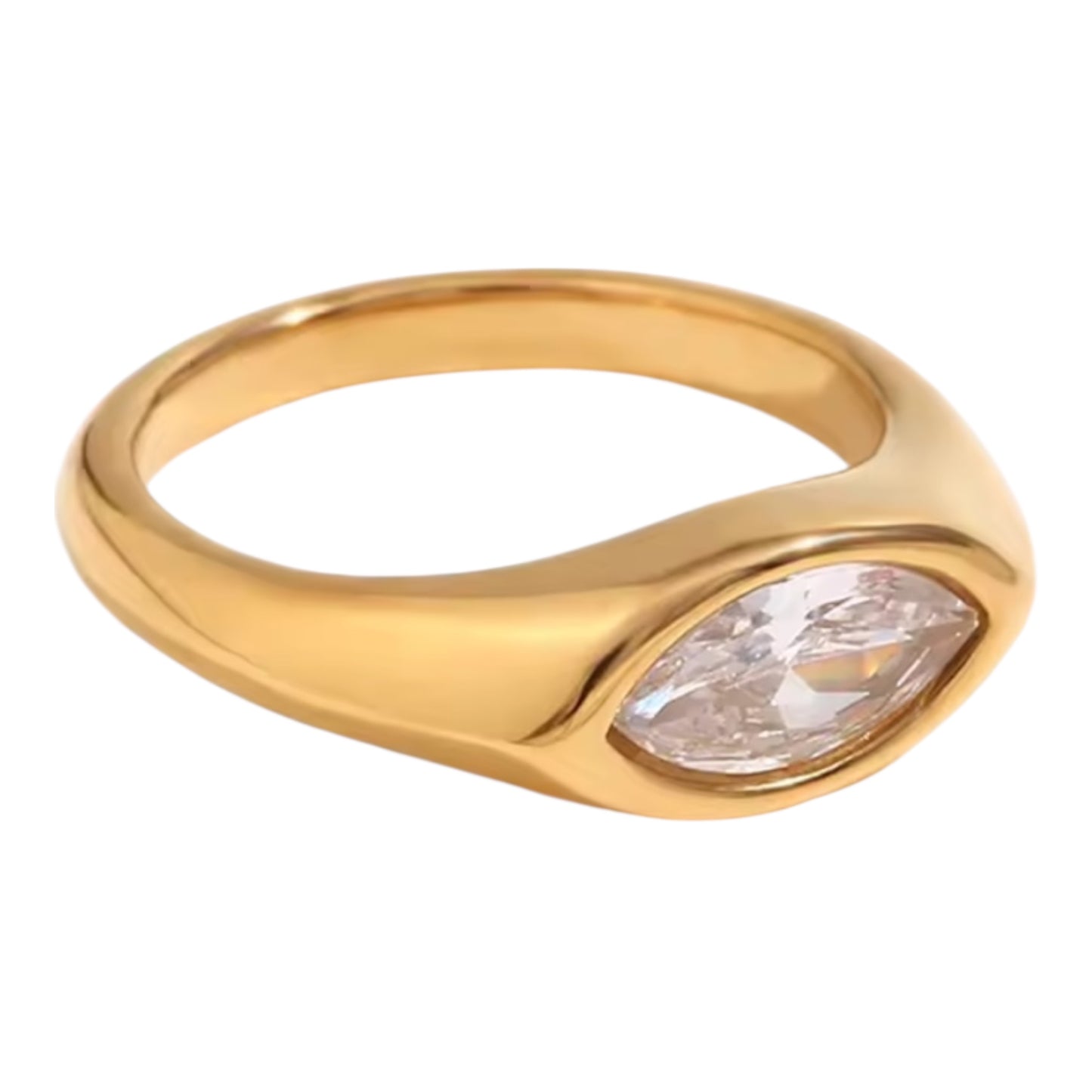 Crystal Muse Stainless Steel 18k Gold Plated Ring