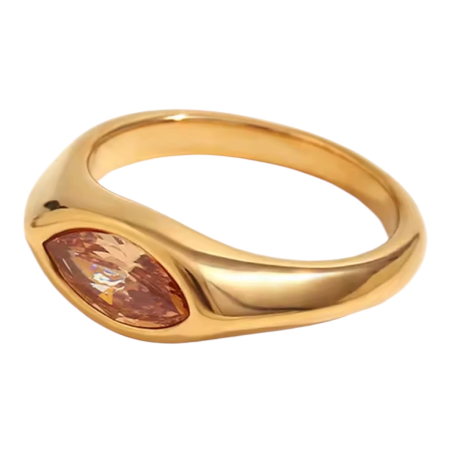 Crystal Muse Stainless Steel 18k Gold Plated Ring