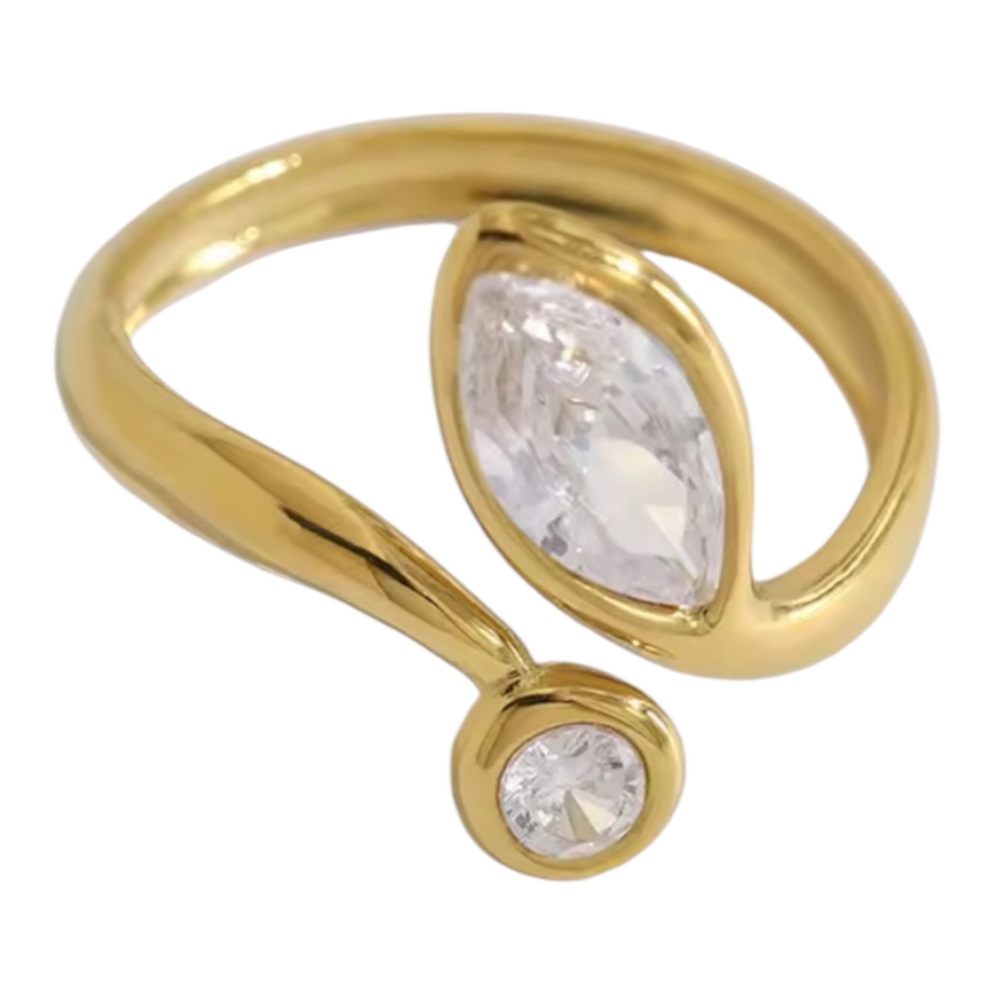Stainless Steel 18k Gold Plated Adjustable Ring