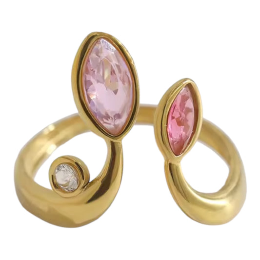 Stainless Steel 18k Gold Plated Adjustable Ring