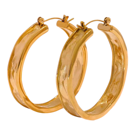 Carter Stainless Steel 18k Gold Plated Hoops