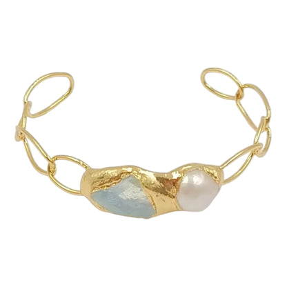 Aquamarine Pearl Cuff