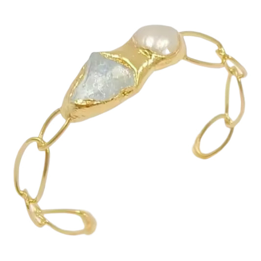 Aquamarine Pearl Cuff