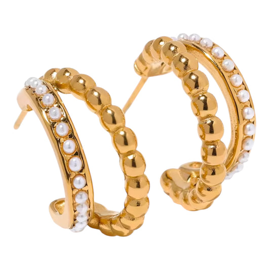 Pearl Beaded Hoops