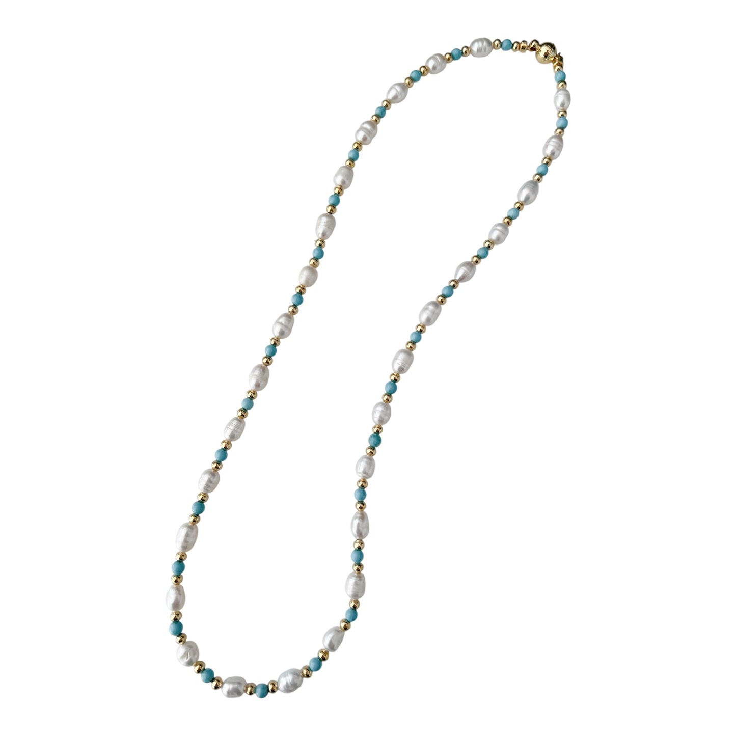 Turquoise and Natural Freshwater Pearl Necklace